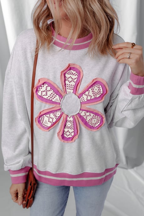Blumenapplikation Sweatshirt - Image 1