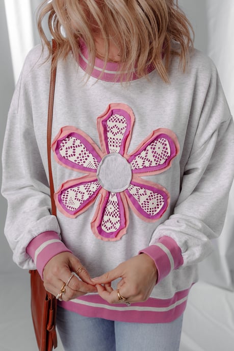 Blumenapplikation Sweatshirt - Image 3
