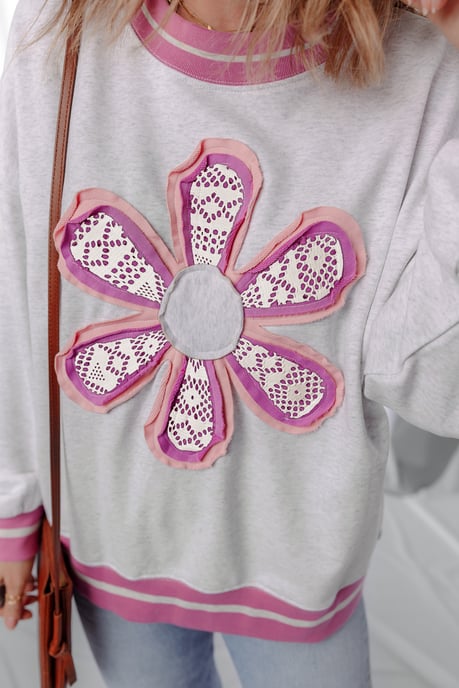 Blumenapplikation Sweatshirt - Image 4