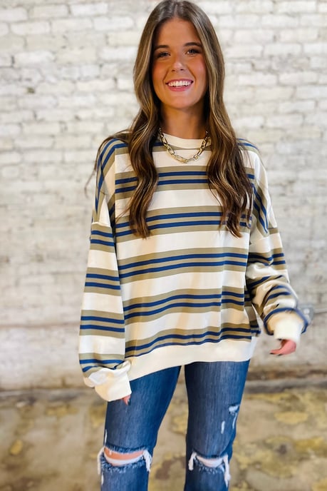 Gestreifter Langarm-Pullover - Image 4