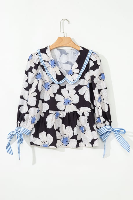 Blumen Peter-Pan-Bluse mit Bindeschlaufen - Image 4