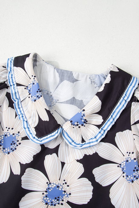 Blumen Peter-Pan-Bluse mit Bindeschlaufen - Image 6