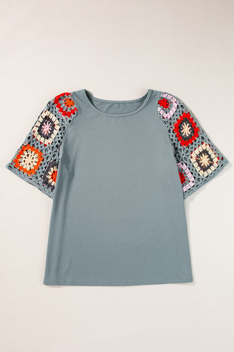 Gehäkeltes Ärmel-T-Shirt-Top - Image 2