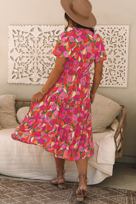 Blumenmuster Midi-Kleid Entspannte Passform - Image 2