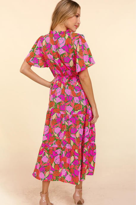 Blumenmuster Midi-Kleid Entspannte Passform - Image 6