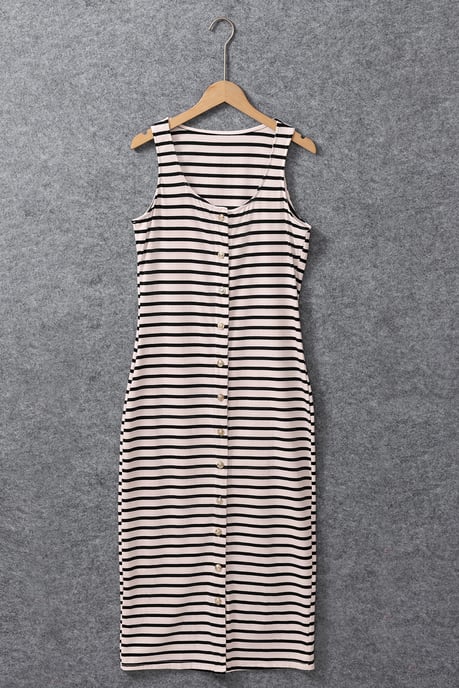 Gestreiftes Button-Down-Midikleid - Image 6