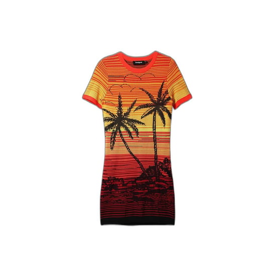 Palmbaum-Print Mini-Kleid Sunset Strickkleid - Image 2