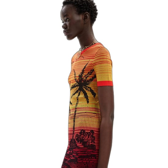 Palmbaum-Print Mini-Kleid Sunset Strickkleid - Image 4