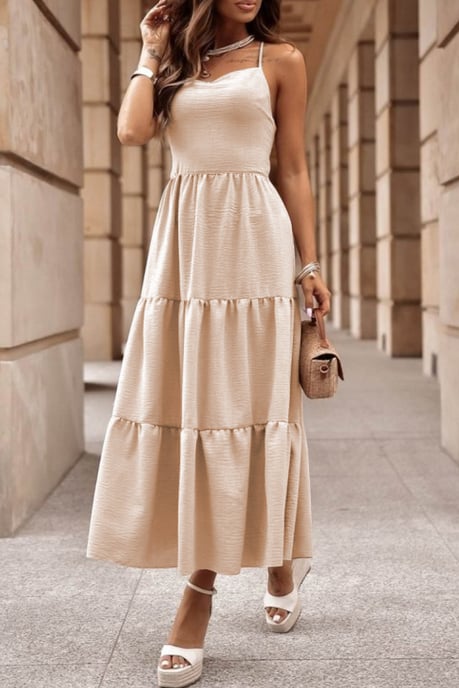 Stufen-Maxikleid mit quadratischem Ausschnitt und ärmellos - Image 3