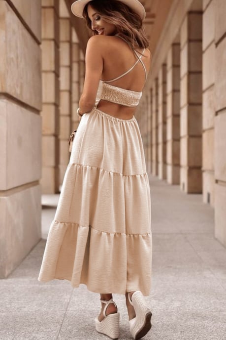 Stufen-Maxikleid mit quadratischem Ausschnitt und ärmellos - Image 4