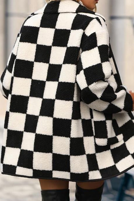 Karierte Sherpa-Fleecejacke - Image 4