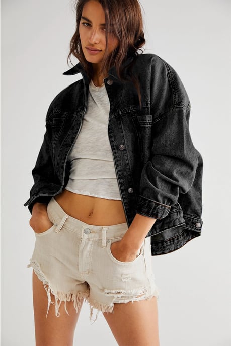 Übergrößen-Denimjacke mit langen Ärmeln - Image 1