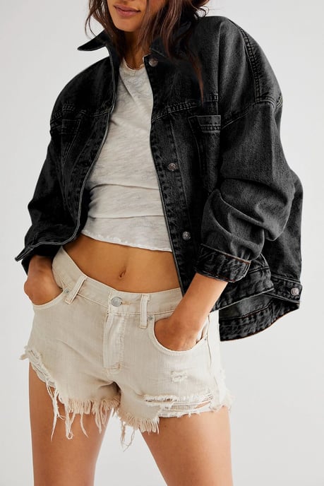 Übergrößen-Denimjacke mit langen Ärmeln - Image 3