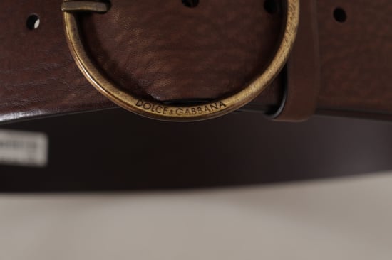 Leder Gürtel Braun Runde Schnalle - Image 4