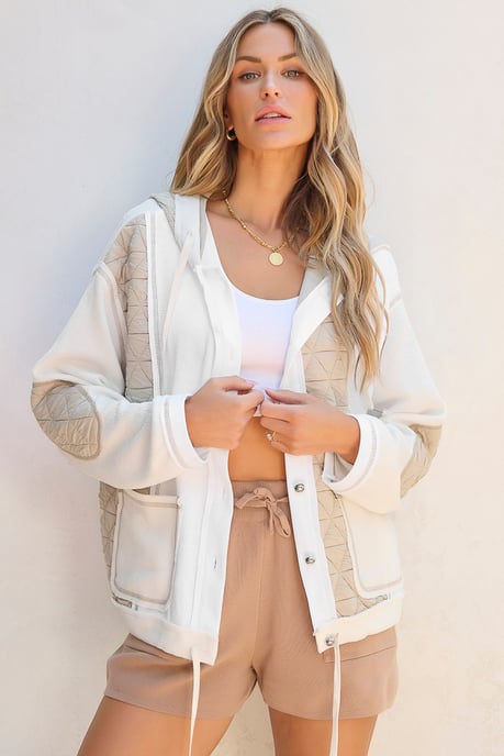 Gestepptes Waffelstrick-Hoodie-Jacke - Image 3