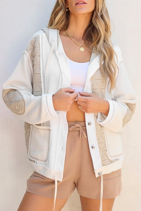Gestepptes Waffelstrick-Hoodie-Jacke - Image 4