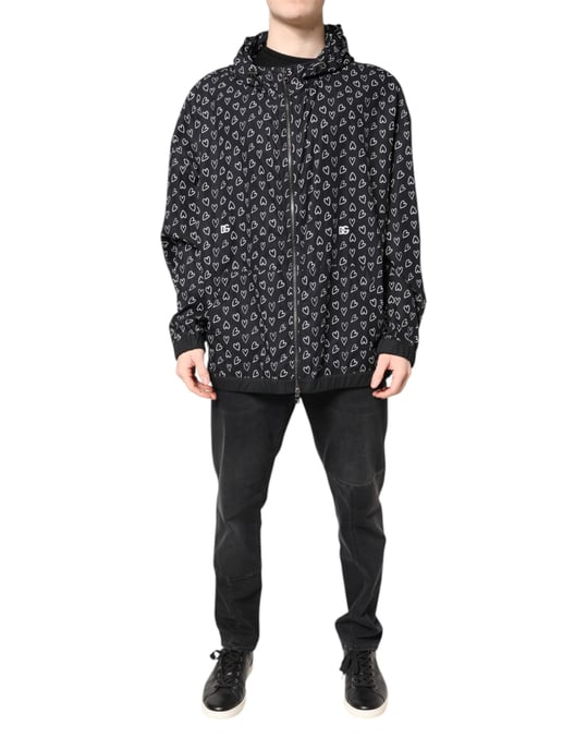 Dolce & Gabbana Zip‑up Jacke mit Herzprint - Schwarz - Image 2