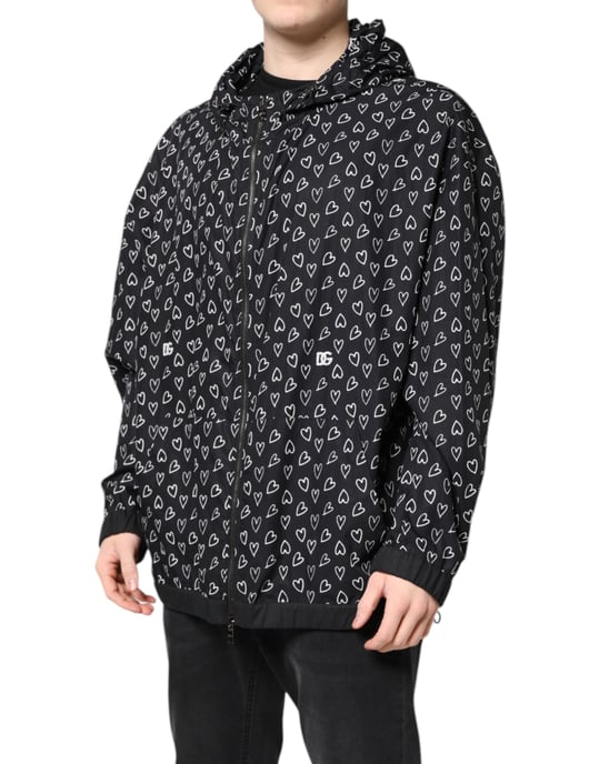 Dolce & Gabbana Zip‑up Jacke mit Herzprint - Schwarz - Image 3