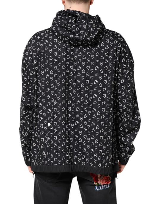 Dolce & Gabbana Zip‑up Jacke mit Herzprint - Schwarz - Image 4