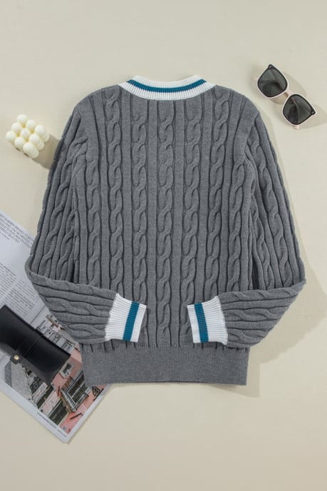 Großzügig gestrickter V-Ausschnitt Pullover - Image 2