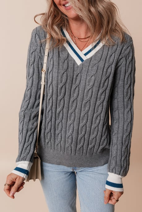 Großzügig gestrickter V-Ausschnitt Pullover - Image 5