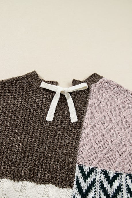 Farbblock V-Ausschnitt Pullover - Image 3