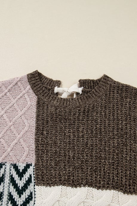 Farbblock V-Ausschnitt Pullover - Image 4