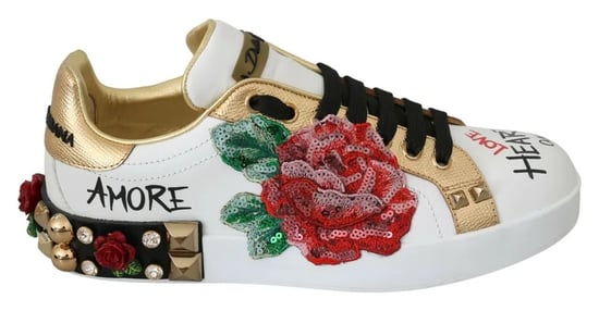 Pailletten-Rosen-Sneaker mit Nieten - Image 1
