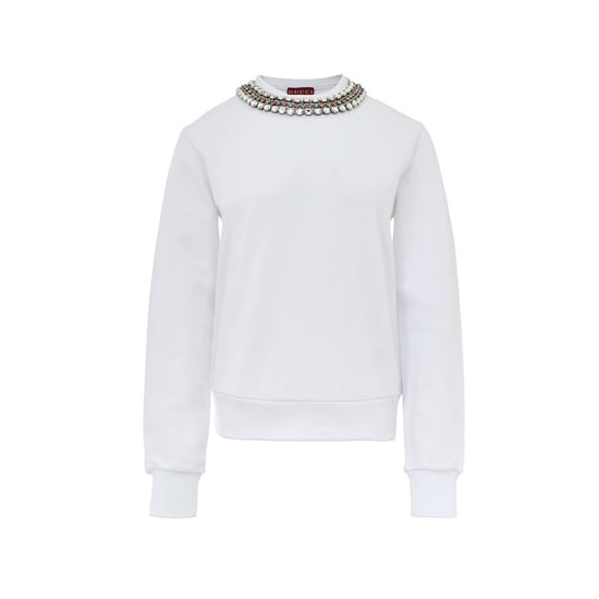 Schmuckbesetztes Sweatshirt mit Ausschnitt - Image 1