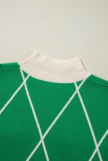 Pullover mit Stehkragen und Rautenmuster - Image 2