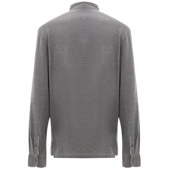 Langarm-Polohemd Melange Grau - Image 3