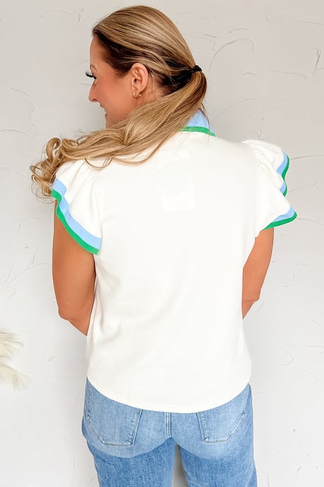 Kragen-Kurzarm-Rüschenshirt - Image 2