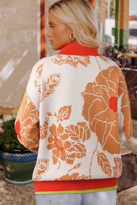 Blumenmuster Zip-Pullover - Image 2