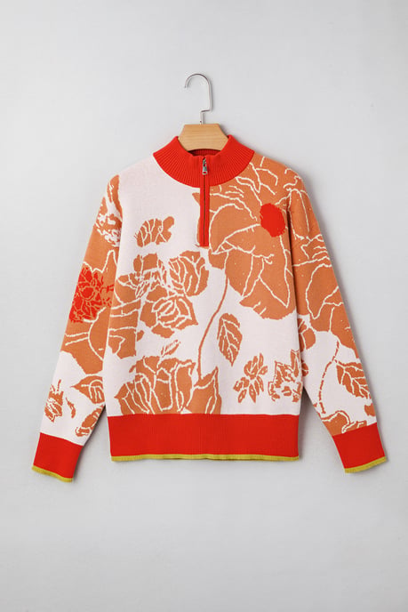 Blumenmuster Zip-Pullover - Image 3