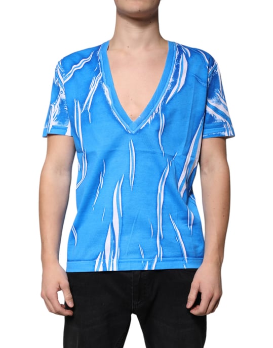 Abstract Print V-Ausschnitt T-Shirt - Image 2