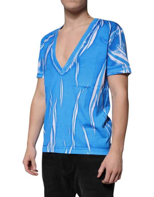 Abstract Print V-Ausschnitt T-Shirt - Image 3