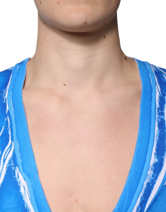 Abstract Print V-Ausschnitt T-Shirt - Image 5