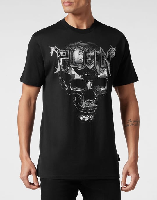 Philipp Plein T‑Shirt mit Rundhals, "Chrome" - Schwarz - Image 2