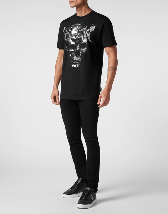 Philipp Plein T‑Shirt mit Rundhals, "Chrome" - Schwarz - Image 3