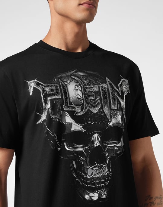 Philipp Plein T‑Shirt mit Rundhals, "Chrome" - Schwarz - Image 5