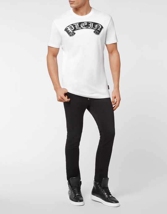 Philipp Plein T-Shirt mit Rundhalsausschnitt und Gothic-Plein-Detail - Weiß - Image 4