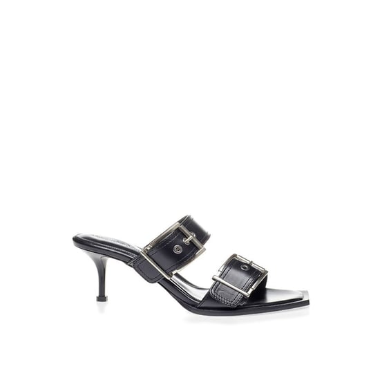 Doppelschnallen-Leder-Sandalen Stilname Schwarz - Image 1