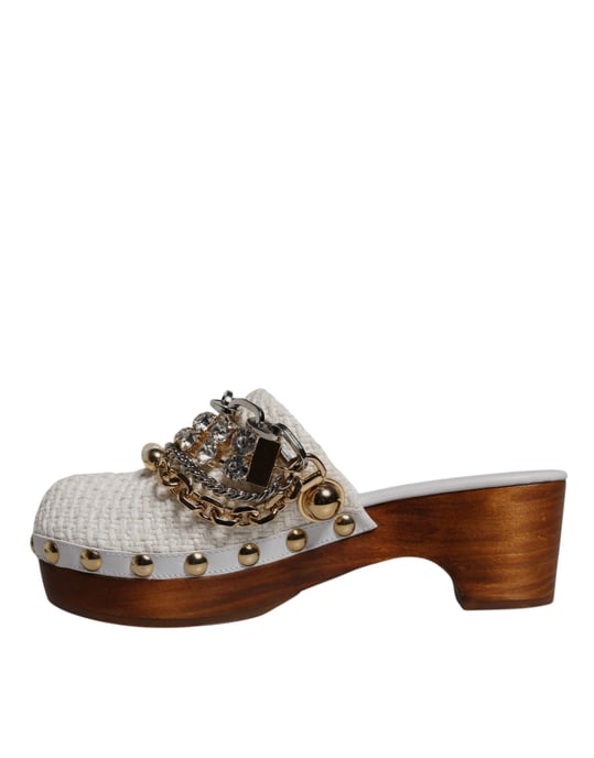 Geflochtene Plattformclogs mit Kettendetail - Image 5
