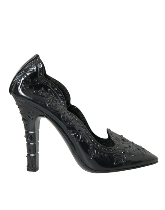 Blumenpatentleder-Pumps mit hohen Absätzen - Image 1