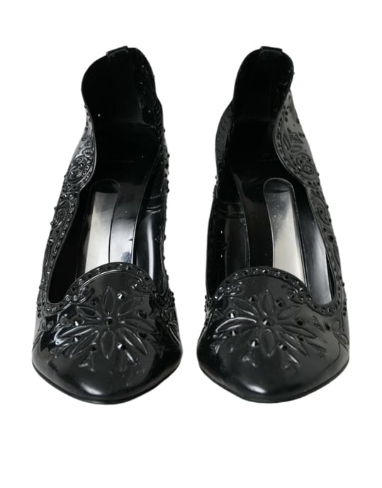 Blumenpatentleder-Pumps mit hohen Absätzen - Image 2