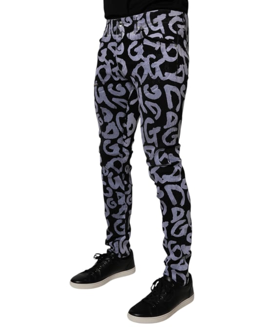 Schmale Jeans mit Graffiti-Druck - Image 3