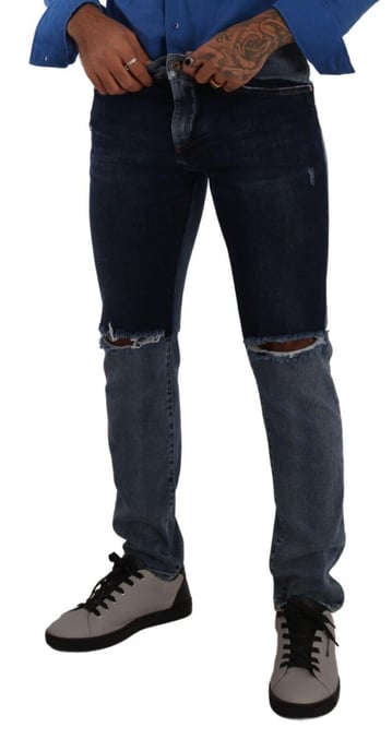 Zweifarbige Vintage-Denim-Jeans - Image 4