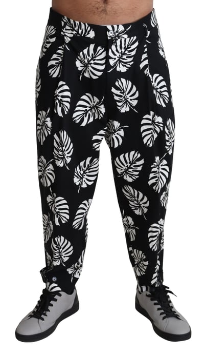 Lässige Seidenhose mit tropischem Blattmuster - Image 1