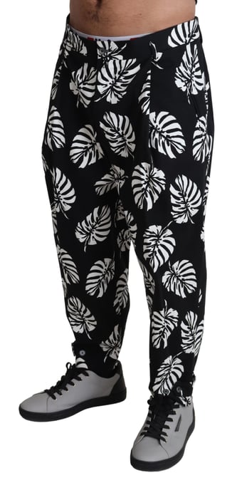 Lässige Seidenhose mit tropischem Blattmuster - Image 2