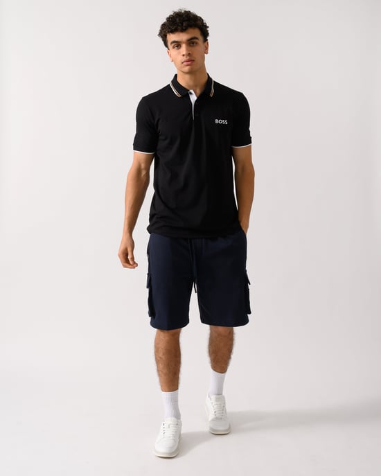 BOSS Green Paddy Pro Mens Cotton Blend Polo Shirt With Contrast Logos - Image 3